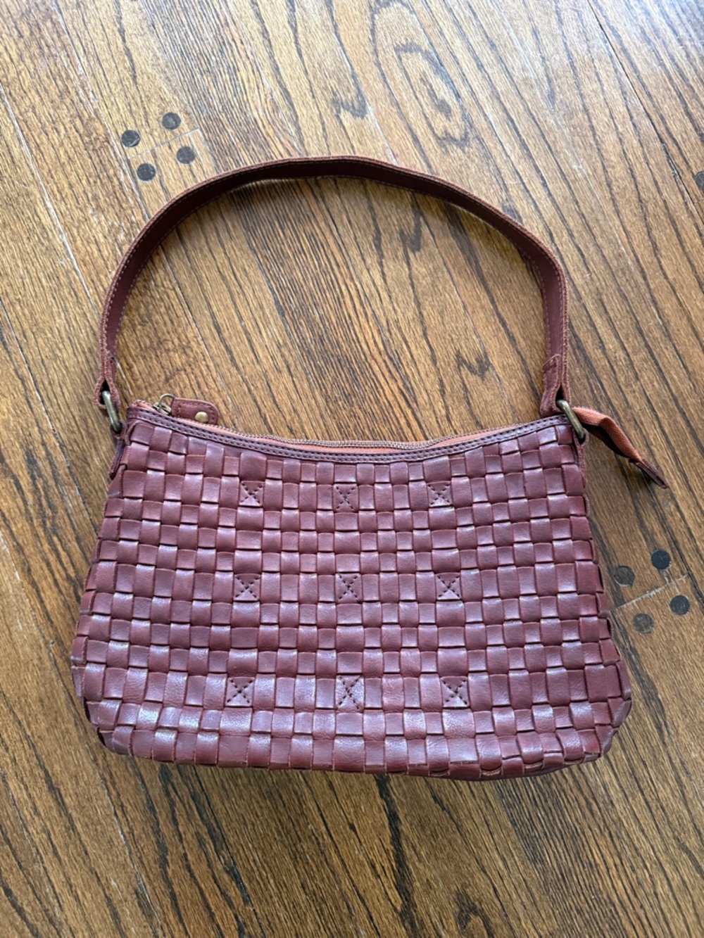Ashwood Heritage brown Woven Leather minimalist Shoulder Bag purse